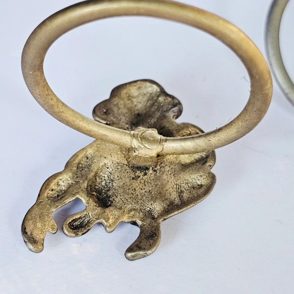 Vintage Monkey Napkin Rings Brass Tone Metal Animal Jungle Decor Set of 3